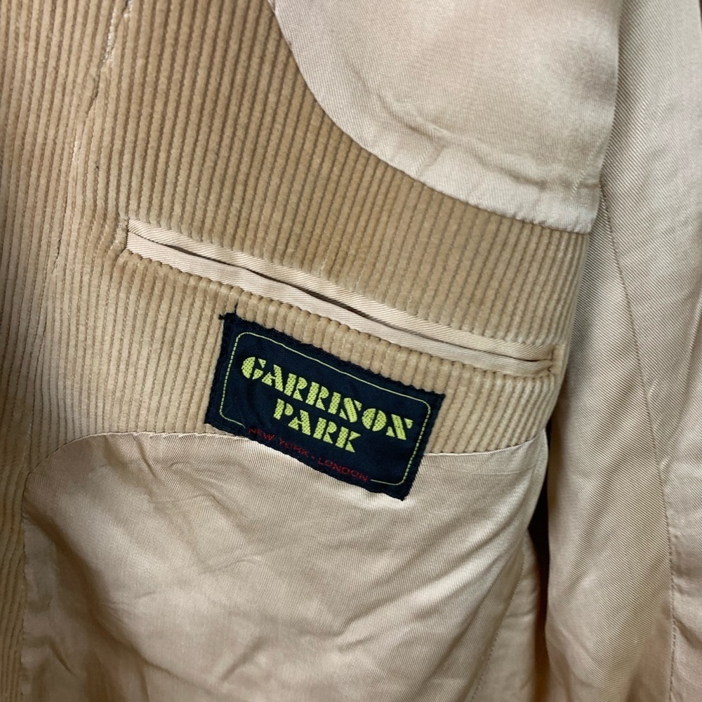 Vintage Garrison Park Corduroy Blazer Mens 50 Elbow Patch Beige Teacher Academia - Picture 5 of 11